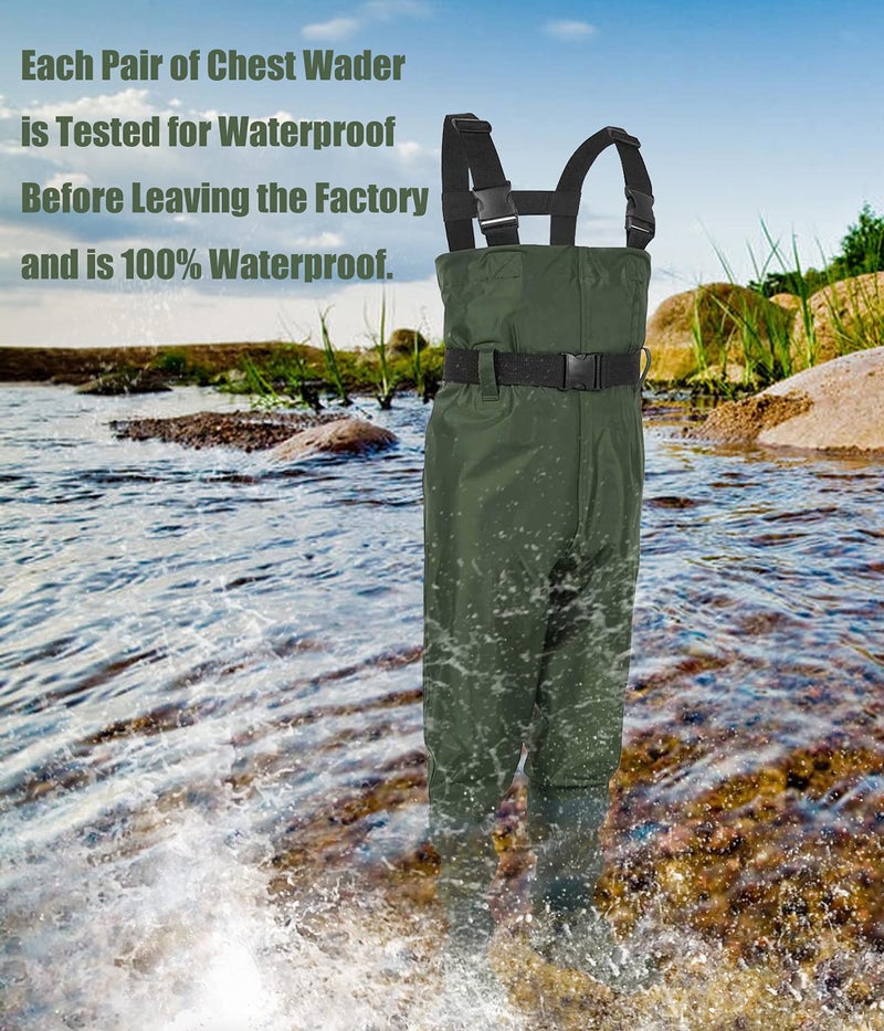 LANGXUN Chest Waders for Kids, Lightweight and Breathable PVC Fishing Waders for Toddler & Children, Waterproof Hutting Waders for Boys and Girls, Age 12/13 Big Kid - Image 4